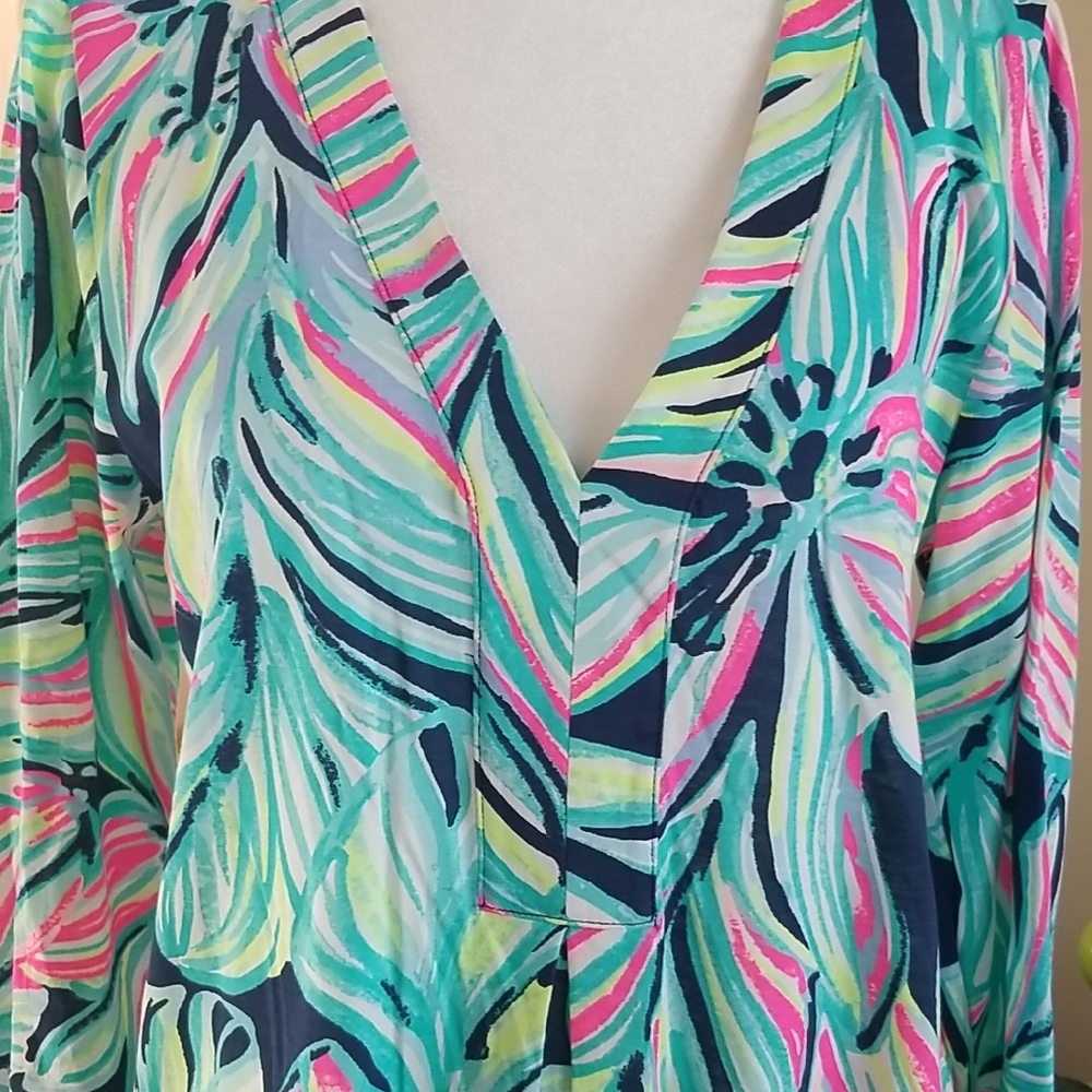 Lilly Pulitzer Colorful Leaf Print Long Sleeve Dress - Picture 3 of 5